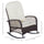 Outdoor Wicker Rocking Chair with Widen Seat, Thickened Cushion, Rattan Rocker with Steel Frame, High Weight Capacity for Patio, Cream White