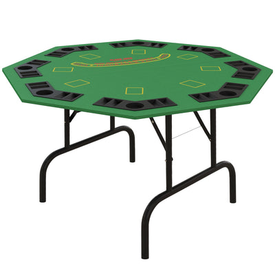 Foldable Poker Table Blackjack Texas Holdem Poker Game Table with Chips Tray & Cup Holders, 47