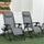 2 Pcs Outdoor Rocking Chairs Foldable Zero Gravity Recliner Lounge Chair w/ Pillow Cup & Phone Holder, Gray