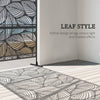 6.5' Decorative Outdoor Divider, Metal Privacy Screen with Stand, Leaf Motif, Black