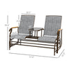 Outdoor 2-Person Glider Bench, Outside Swing Glider Chair Loveseat with Breathable Mesh, Table, Steel Frame
