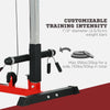 Lat Pull Down Machine, High / Low Pulley Machine with Adjustable Seat and Flip-Up Footplate, Red