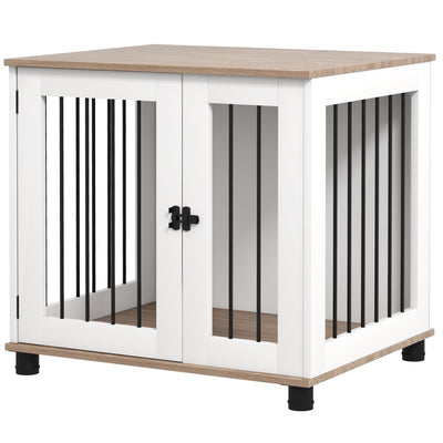 Dog Crate Furniture, Side Table Indoor Dog Kennel, End Table with Lockable Door for Small and Medium Dogs, Dog Cage, Walnut Brown