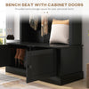 Hall Tree, Entryway Bench with Coat Rack and Shoe Cabinet, Wooden Coat Rack Bench for Living Room, Home, Black