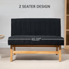 42" Loveseat Sofa for Bedroom, Modern Love Seats Furniture, Upholstered 2 Seater Couch with Rubber Wood Legs, Black