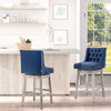Swivel Bar Stools Set of 2, 30" Bar Height Stools with Linen Upholstery and Button Tufted Design for Kitchen