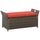 27 Gallon Patio Wicker Storage Bench, Outdoor PE Rattan Furniture, 2-In-1 Large Capacity Footstool Rectangle Basket Box, Red