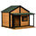 Outdoor Cabin Style Dog House with Asphalt Roof, Front Door, Side Window, Porch for Medium/Large Dogs,Natural
