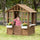 Kids Wooden Playhouse, Outdoor Garden Games Cottage, with Working Door, Windows, Flowers Pot Holder, 47" x 38" x 54"