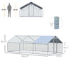 10' x 20' Large Metal Chicken Coop with UV & Water Resistant Cover, 3 Rooms Walk-in Chicken Cage Playpen, Rabbit Hutch, Silver