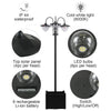 3-head LED Solar Light Lamp Street Light Post with Planter, Solar-powered Lamp Post, Black