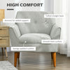 Traditional Accent Chair, Button Tufted Armchair with Wood Legs for Living Room, Bedroom, Light Gray