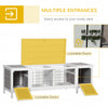 Rabbit Hutch, Bunny Cage, Guinea Pig House with Pull-Out Tray, and Divided Board for Indoor, White