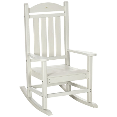 Oversized Patio Rocking Chair with High Back & Armrests for Adults, All Weather-Resistant Porch Rocker or Indoor & Outdoor, White