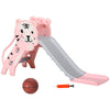 2 in 1 Toddler Slide for Indoors, Toy for Toddler, Easy Set Up Baby Slide with Basketball Hoop for Kids 18-36 Months, Pink