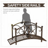 3.3FT Classic Garden Bridge, Metal Arc Footbridge with Safety Railings, Decorative Pond Bridge for Backyard Creek Stream, Rust Brown