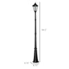 Lamp Post Light Outdoor Solar-Powered LEDs, All-Weather Protection Vintage Streetlight, w/ Clear Glass, for Patio Garden, 92.5" Black