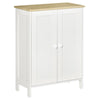 Storage Cabinet with Doors, 2 Adjustable Shelves, Freestanding 3-Tier Storage Cabinet for Living Room, Bedroom & Hallway, White