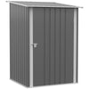 Outdoor 3.3' x 3.4' Lean-to Garden Storage Shed, Galvanized Steel Tool House with Lockable Door for Patio, Gray