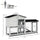2-Story Rabbit Hutch Wooden Bunny Hutch Cage Small Animal House with Ramp, No Leak Tray, Weatherproof Roof & Outdoor Run, Indoor/Outdoor, Gray