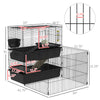Small Animal Cage with Playpen, Multi-level Pet Habitat Indoor for Guinea Pigs Hedgehogs Bunnies with Water Bottle, Food Dish & Feeding Trough