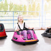 12V Bumper Car for Kids 360° Rotation W/ Safety Belt, Pink