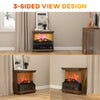 26" Free Standing Electric Fireplace Heater, 1400W Freestanding Fireplace Heater with Adjustable Temperature, Timer & 7 Bright Settings, Brown