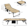 Folding Chaise Tanning Lounge Chair w/ 5-level Reclining Back, Reading Hole, Side Pocket, Headrest, Beige
