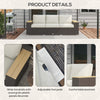 3-Seat Patio Sofa with Cushions, PE Rattan Outdoor Couch with Wood Grain Wide Armrests for Porch, Sunroom, Garden, Poolside, Beige
