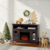 44" W x 32" H Free Standing Electric Fireplace TV Stand, Media Console Center Cabinet with 2 Shelves and 2 Cabinets, Dark Brown