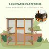 Outdoor Cat House Big Catio Wooden Feral Cat Shelter Enclosure with Large Spacious Interior, 6 High Ledges & Asphalt Roof, 71" L, Orange