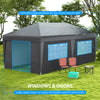 10' x 19.5' Pop Up Canopy Tent Height Adjustable Event Shelter w/ Sidewalls, Leg Weight Bags, Wheeled Carry Bag, Gray
