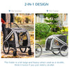 Dog Bike Trailer 2-in-1 Pet Stroller Cart Bicycle Wagon Cargo Carrier Attachment for Travel with 4 Wheels Reflectors Flag Grey