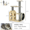 Cat Tree for Indoor Cats with Scratching Posts, Double-Layer House, 32" x 16" x 53", Natural