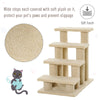 25" 4-Step Pet Stairs, Multi-Level Durable Wear-Resistant Particle Board Carpeted Ladder Ramp, Cat Dog Scratching Post, Cat Tree Climber, Beige