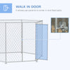 9.2' x 8' x 5.6' Dog Kennel Outdoor for Medium and Large-Sized Dogs with Lockable Door, Silver