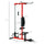 Lat Pull Down Machine, High / Low Pulley Machine with Adjustable Seat and Flip-Up Footplate, Red