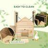 Duck House for 1-3 Ducks, Wooden Small Animal House Outdoor with Openable Roof, Double Doors, Removable Base