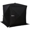 2 Person Ice Fishing Shanty with Padded Walls, Thermal Waterproof Portable Pop Up Ice Tent with 2 Doors, Black