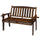 Wooden Outdoor Bench with Slatted Armrests and Back, Patio Bench for Lawn, Park, Deck, Carbonized