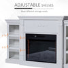 Electric Fireplace Freestanding 1400W Artificial Flame Effect with Detachable Side Cabinets Wood Cream White