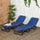 Folding Chaise Lounge Pool Chairs, Set of 2 Outdoor Sun Tanning Chairs, 5-Position Reclining Back, Steel Frame & Oxford Fabric, Blue