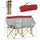 Double Seat Camping Chair Folding Lawn Loveseat w/ Storage Pocket & Cup Holder Compact and Sturdy in a Bag for Outdoor, Beach, Red & Grey