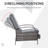 Rattan Adjustable Recliner Chair with Hand-Woven All-Weather Wicker for Patio, Outdoor, Garden, Poolside, Grey