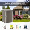 Outdoor 3.3' x 3.4' Lean-to Garden Storage Shed, Galvanized Steel Tool House with Lockable Door for Patio, Brown