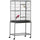 32"L Large Rolling Metal Bird Cage Bird House with Detachable Rolling Stand  Storage Shelf  Wood Perch  Food Container