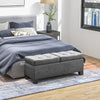 46" Storage Ottoman Bench, Upholstered End of Bed Bench with Steel Frame & Hinges, Button Tufted Storage Bench for Living Room, Entryway, Gray