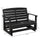 Patio Glider Bench w/ HDPE Slatted Double Rocking Chair, Black