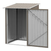 Outdoor 3.3' x 3.4' Lean-to Garden Storage Shed, Galvanized Steel Tool House with Lockable Door for Patio, Brown