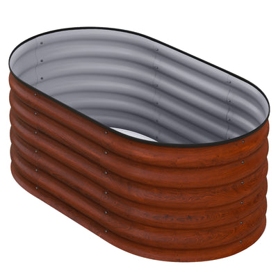 3.4 x 2 x 1.4ft Galvanized Raised Garden Bed Kit, Metal Planter Box with Safety Edging, Brown